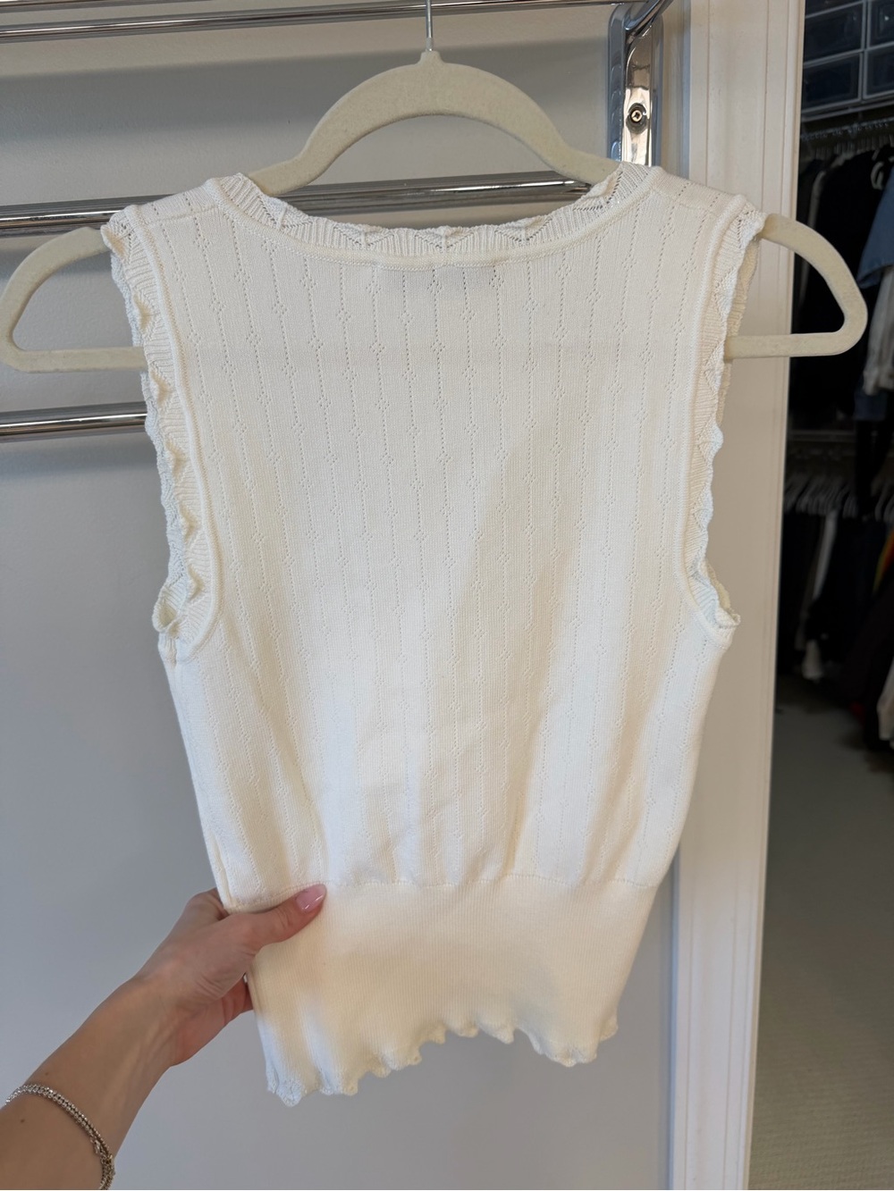 Zara Cream Button-Front Ribbed Knit Tank - Picture 2 of 2